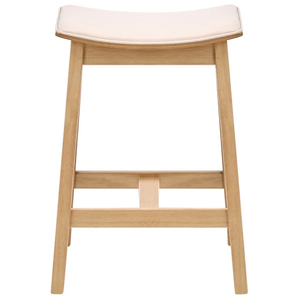 Lot de 2 tabourets de bar DIXON Bois Marron clair/blanc cassé