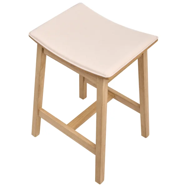 Lot de 2 tabourets de bar DIXON Bois Marron clair/blanc cassé