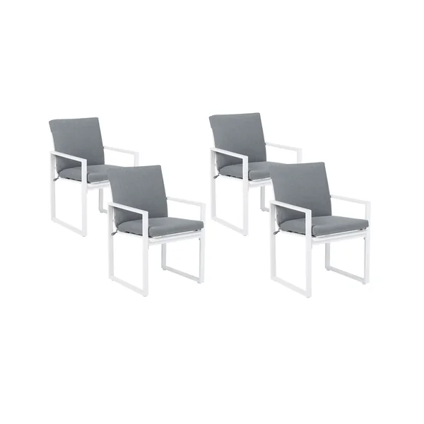 Lot de 4 chaises de jardin avec coussins PANCOLE Tissu Gris