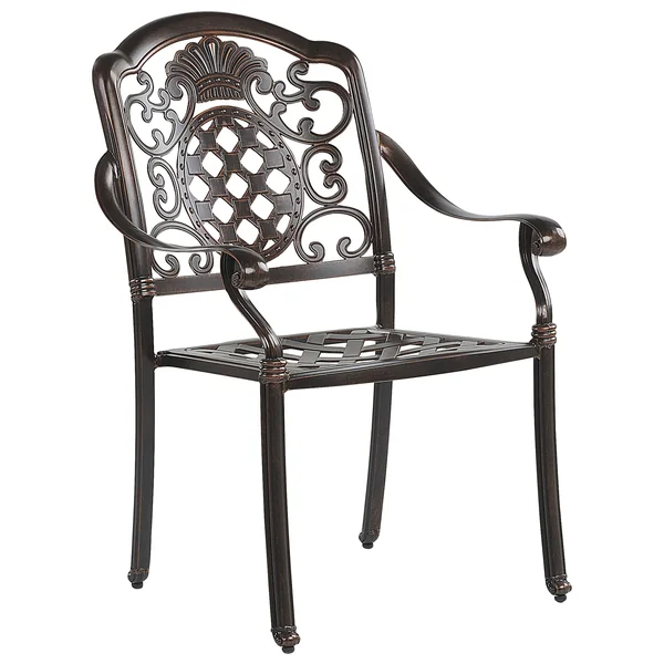 Lot de 4 chaises de jardin avec coussins SALENTO Métal Marron foncé