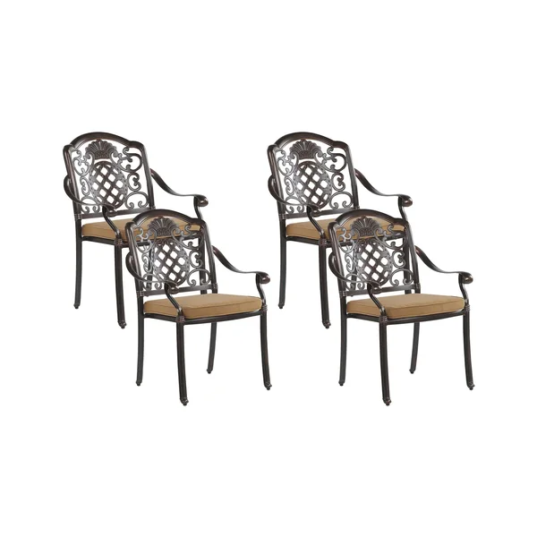 Lot de 4 chaises de jardin avec coussins SALENTO Métal Marron foncé