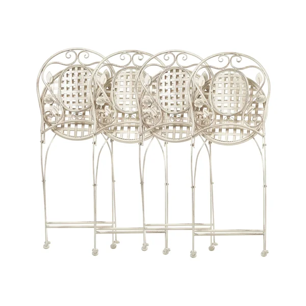 Lot de 4 chaises de jardin BIVIO Pliant Métal Blanc cassé