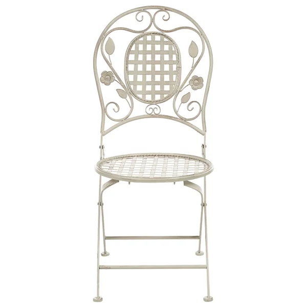 Lot de 4 chaises de jardin BIVIO Pliant Métal Blanc cassé