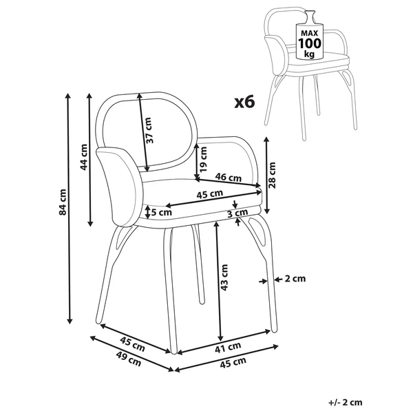 Lot de 6 chaises de jardin avec coussins PRATELLO Polyrotin Naturel