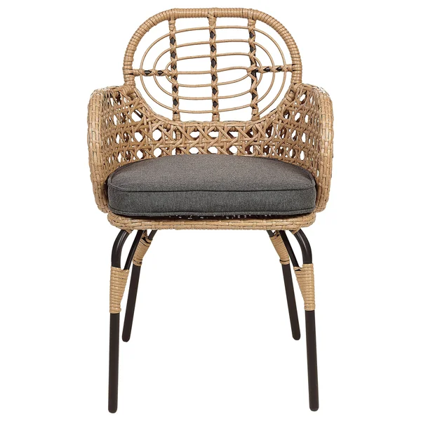 Lot de 6 chaises de jardin avec coussins PRATELLO Polyrotin Naturel