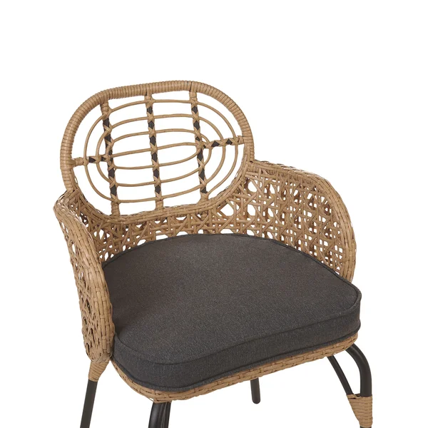 Lot de 6 chaises de jardin avec coussins PRATELLO Polyrotin Naturel