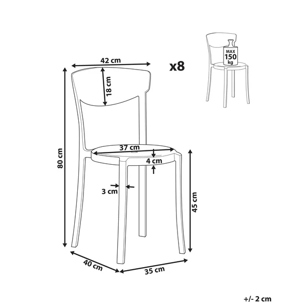 Lot de 8 chaises de salle à manger VIESTE Gris foncé