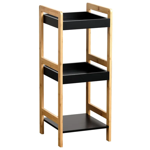 MEUBLE BAMBOU 3 ETAGERES BAMBOU NOIR