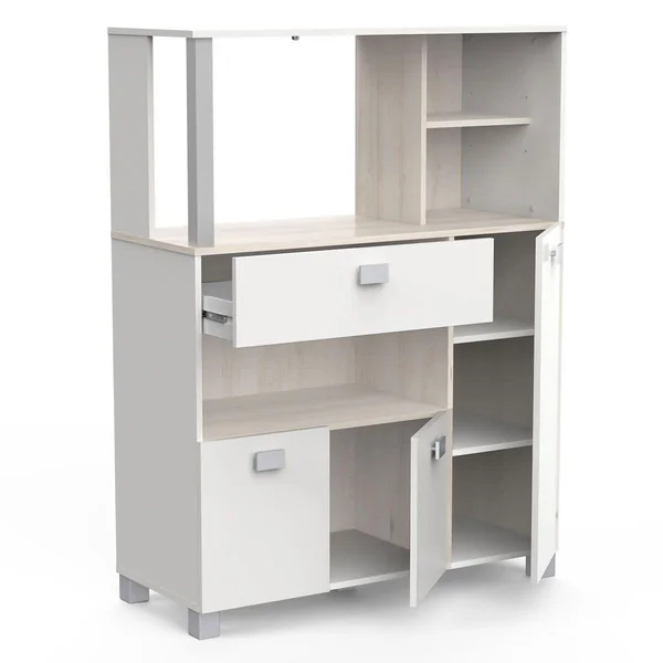 MEUBLE LOGE TOUT 3 PORTES 1 TIRROIR BASILIC ACACIA BLANC MAT