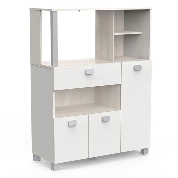 MEUBLE LOGE TOUT 3 PORTES 1 TIRROIR BASILIC ACACIA BLANC MAT