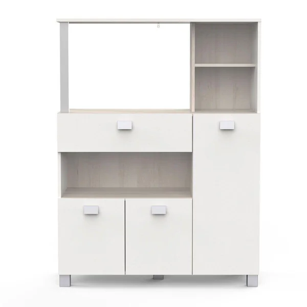 MEUBLE LOGE TOUT 3 PORTES 1 TIRROIR BASILIC ACACIA BLANC MAT