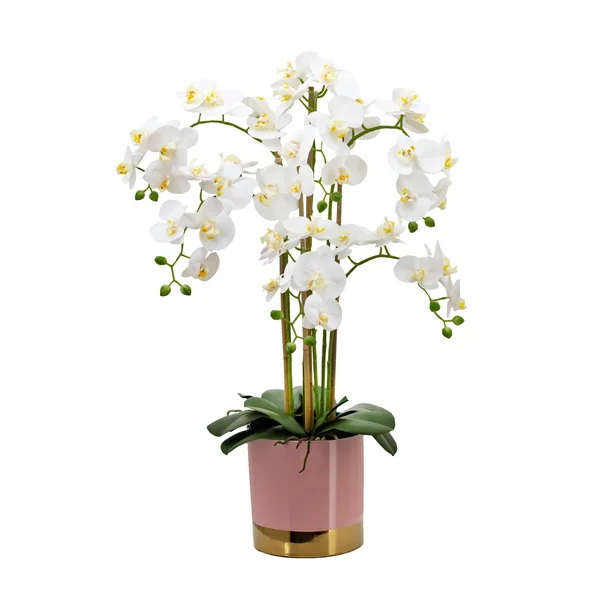 ORCHIDEES GEANTES TOUCHER NATUREL X6 BRANCHES ROSE OR H.80CM