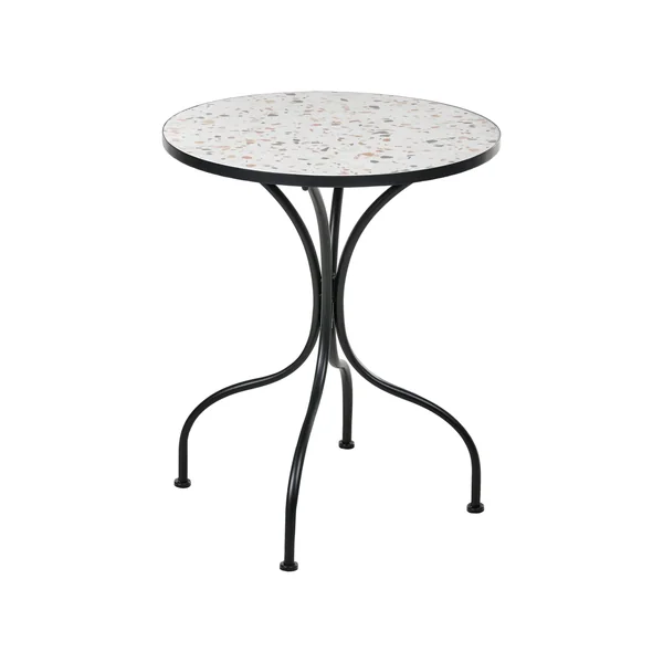 Outdoor Bistrotisch ARTENA 60 cm 60 cm Terrazzo Optik Metall Schwarz