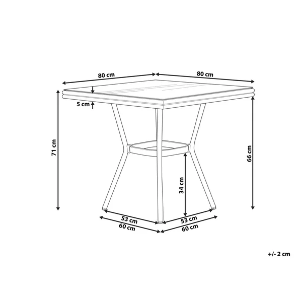 Outdoor Bistrotisch CASPRI 80 cm 80 cm Glas Schwarz / Weiß