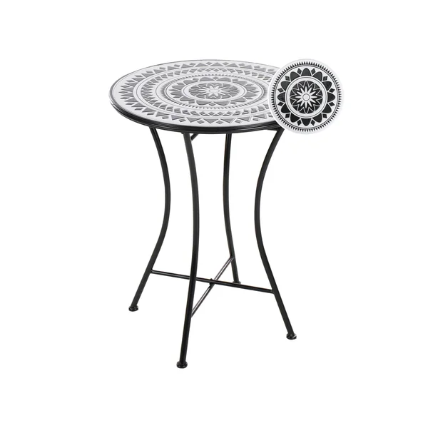 Outdoor Bistrotisch COMISO 60 cm 60 cm Metall Schwarz / Weiß