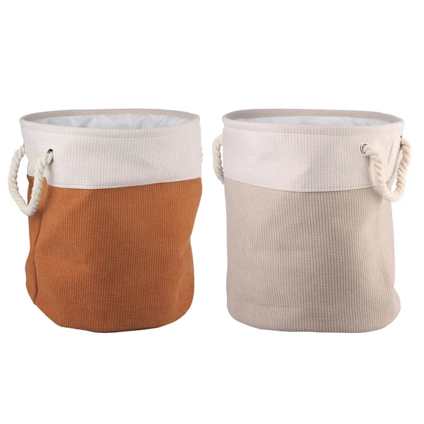 PANIERE DECORATIVE RONDE VELOURS COTELE TAILLE M 35X40CM
