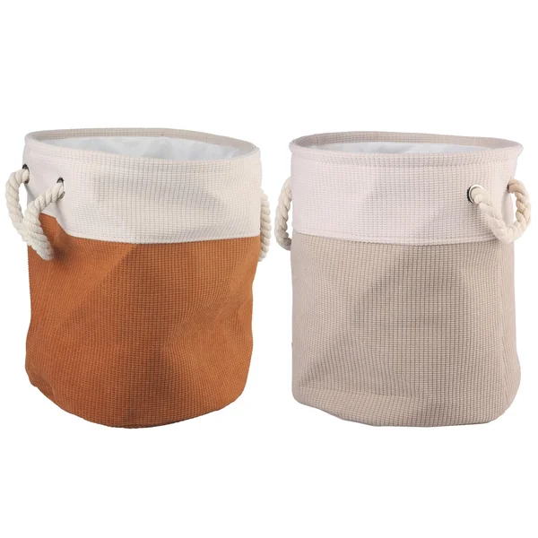 PANIERE DECORATIVE RONDE VELOURS COTELE TAILLE S 30X35CM