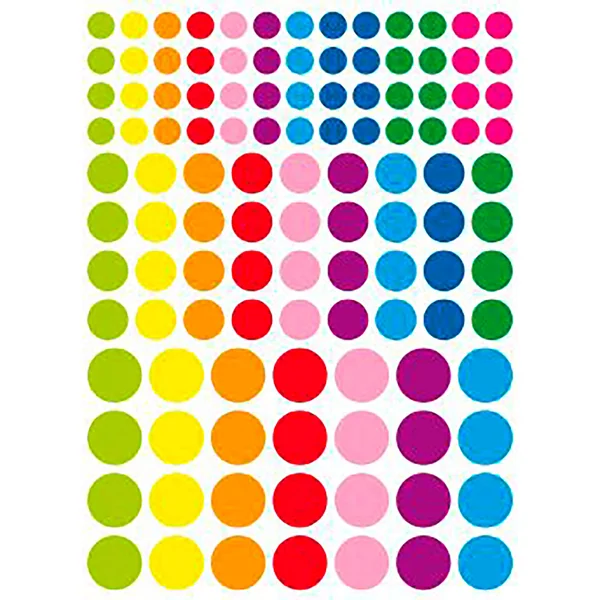 Planche de gommettes rondes multicolores 18.5x30cm