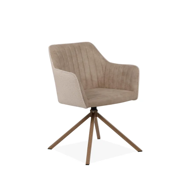 RAY FAUTEUIL VINTAGE BEIGE TEDDY BOIS