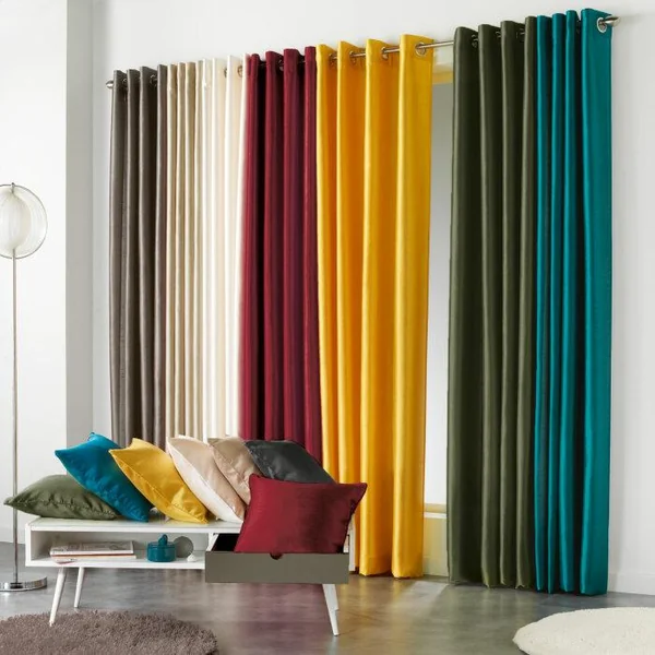 RIDEAU A OEILLETS 140X240CM SHANTUNG UNI SHANA BORDEAUX