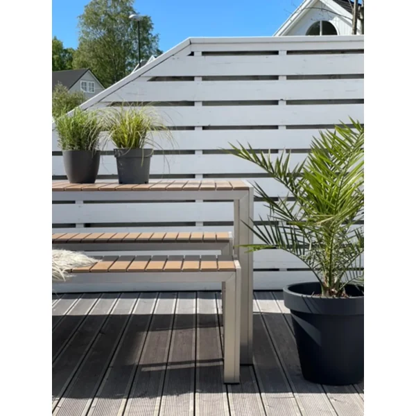 Salle à manger de jardin avec bancs 6 places NARDO Marron