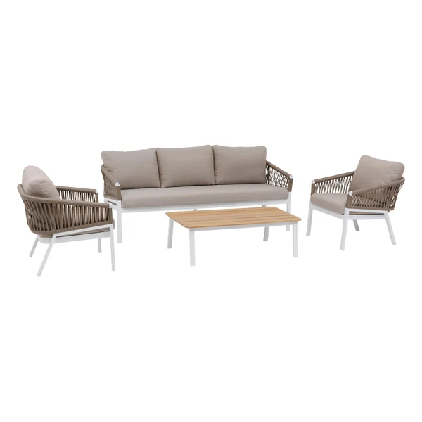 SALON ORIENGO TAUPE BLANC 5 PLACES
