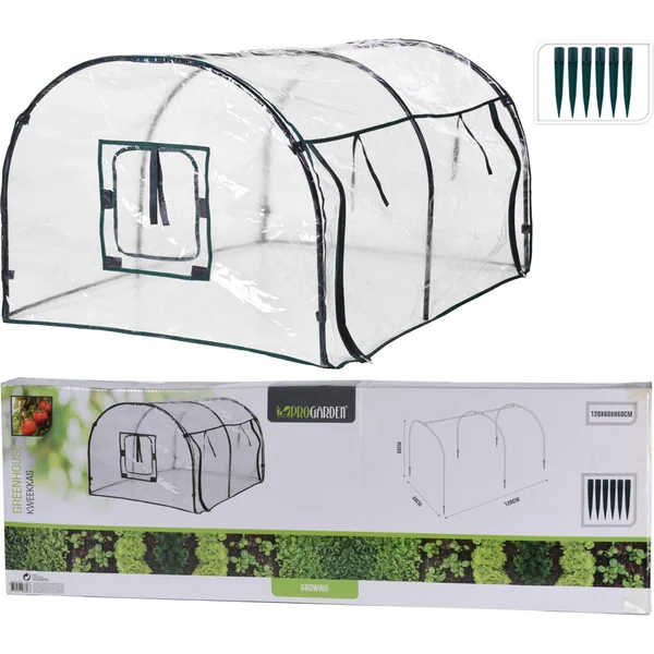 SERRE 120X80XH60CM AVEC POTEAUX DE 13 M ET POINTES DE SOL