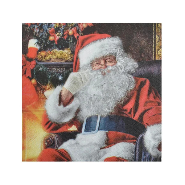 SET 20 SERVIETTES 3 PLIS 33X33CM PERE NOEL DANS SON FAUTEUIL
