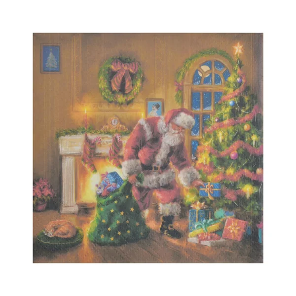 SET 20 SERVIETTES 3 PLIS 33X33CM PERE NOEL ET LES CADEAUX
