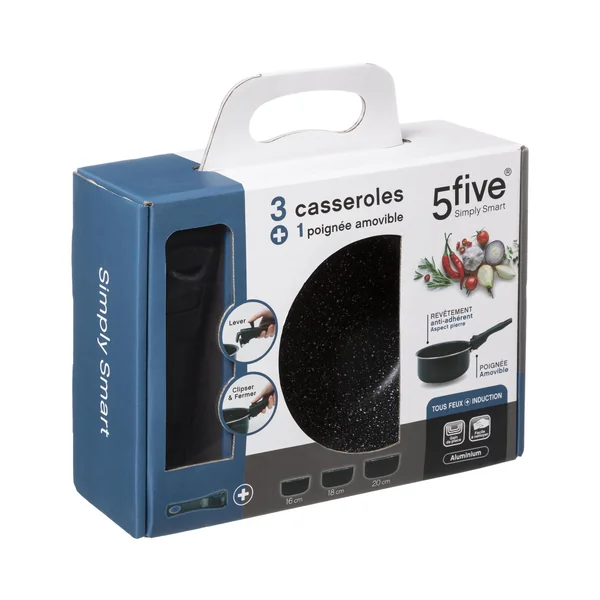 SET 3 CASSEROLES PIERRE AVEC POIGNEES 16 A 20CM