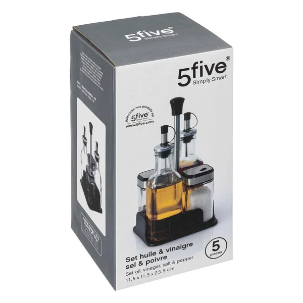 SET BOUTEILLE HUILE VINAIGRE SEL POIVRE VERRE AVEC SUPPORT