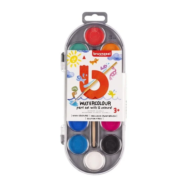 Set de peinture à l'eau de 12 couleurs avec pinceau