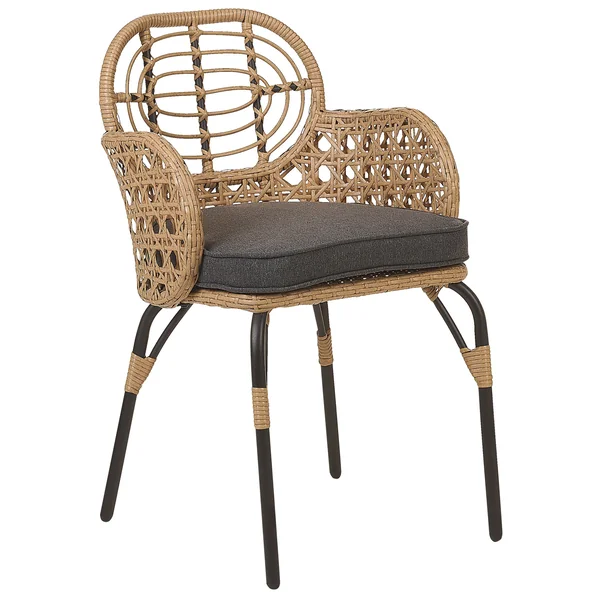 Set mit 6 Stühlen und Sitzkissen PRATELLO Polyrattan Naturfarben