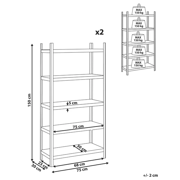 Set of 2 Garage Shelves XITTA Metal 75 cm 30 cm Silver