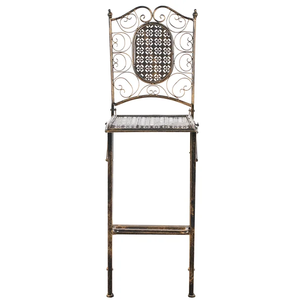 Set of 2 Garden Bar Chairs BORMIO Folding Metal Black