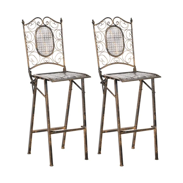 Set of 2 Garden Bar Chairs BORMIO Folding Metal Black