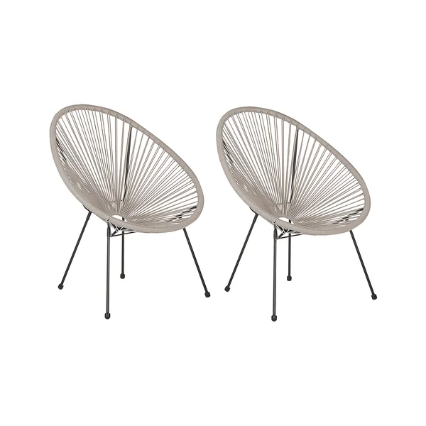 Set of 2 Garden Chairs ACAPULCO II PE Rattan Light Grey