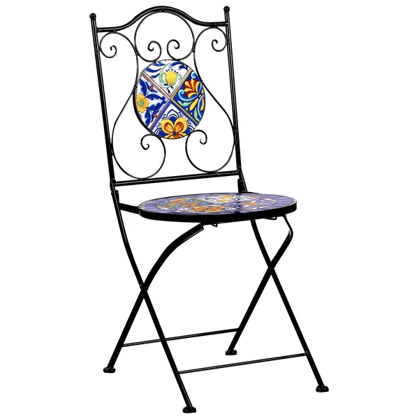 Set of 2 Garden Chairs CORIANO Folding Metal Black