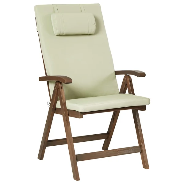 Set of 2 Garden Chairs with Cushions AMANTEA PREMIUM Acacia Wood Green