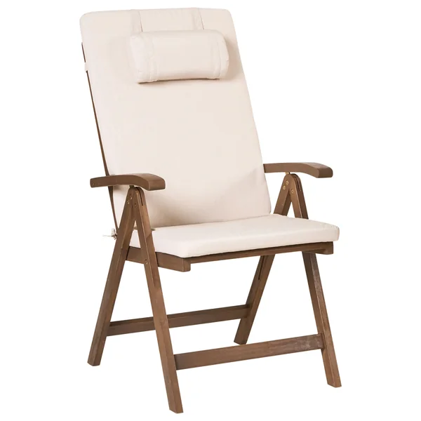 Set of 2 Garden Chairs with Cushions AMANTEA PREMIUM Acacia Wood Light Beige