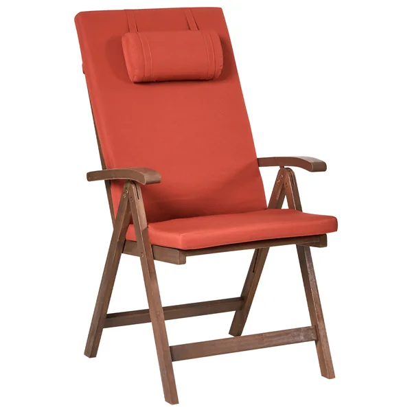 Set of 2 Garden Chairs with Cushions AMANTEA PREMIUM Acacia Wood Red