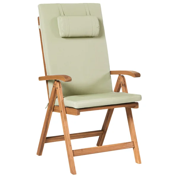 Set of 2 Garden Chairs with Cushions JAVA PREMIUM Acacia Wood Green