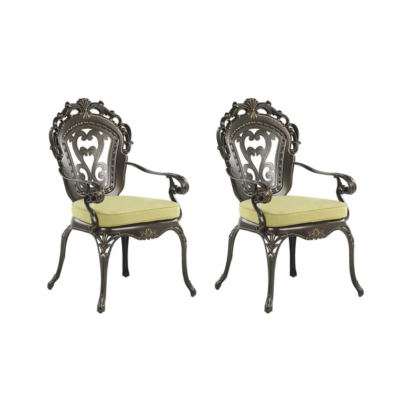 Set of 2 Garden Chairs with Cushions SAPRI Metal Dark Brown