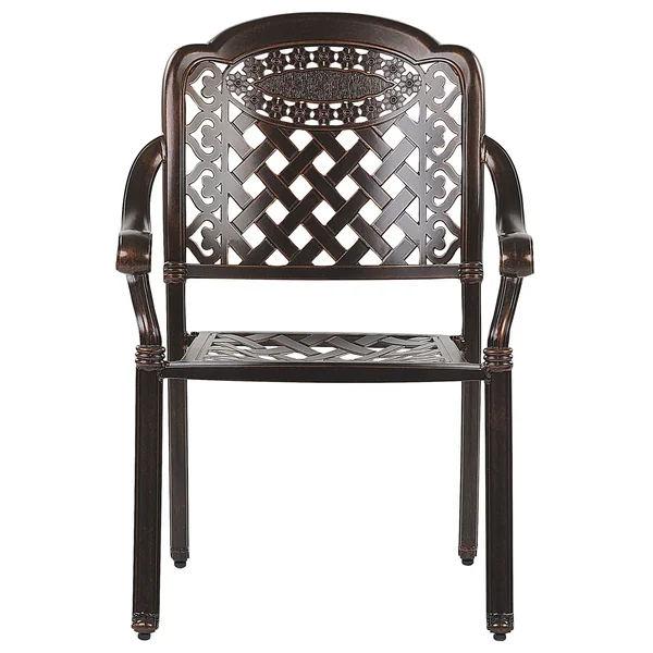 Set of 4 Garden Chairs with Cushions MANFRIA Metal Dark Brown