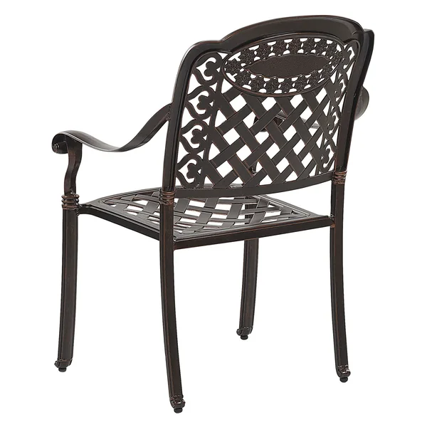 Set of 4 Garden Chairs with Cushions MANFRIA Metal Dark Brown