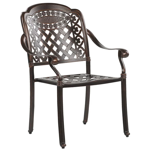 Set of 4 Garden Chairs with Cushions MANFRIA Metal Dark Brown