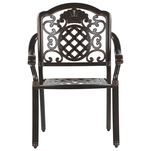 Set of 4 Garden Chairs with Cushions SALENTO Metal Dark Brown
