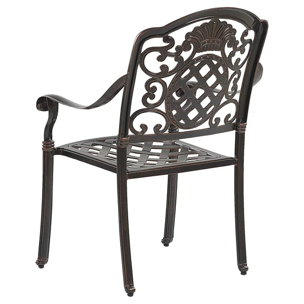 Set of 4 Garden Chairs with Cushions SALENTO Metal Dark Brown