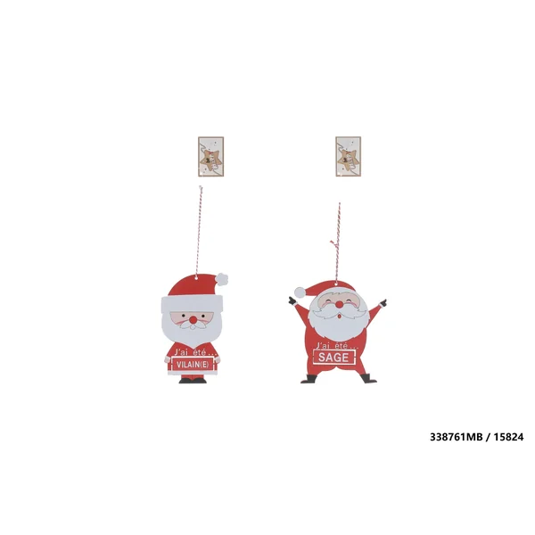 SUSPENSION PERE NOEL BOIS 19X0.6X17.5CM ROUGE