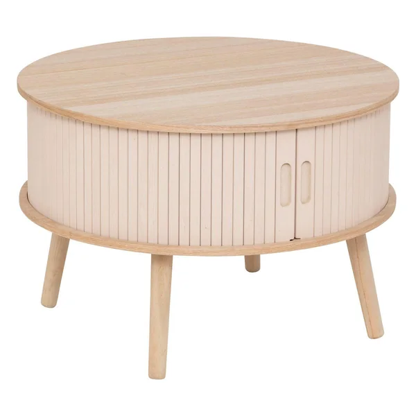 TABLE BASSE 2 PORTES NYSOS BEIGE D.60X60X40.7CM